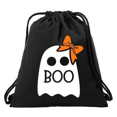Ghost With Bow Boo Funny Halloween Costume Drawstring Bag
