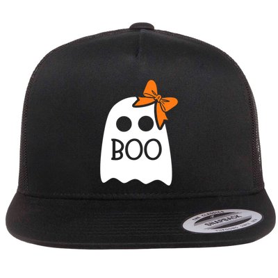 Ghost With Bow Boo Funny Halloween Costume Flatbill Hat