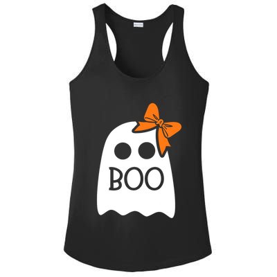 Ghost With Bow Boo Funny Halloween Costume Ladies PosiCharge Competitor Racerback Tank