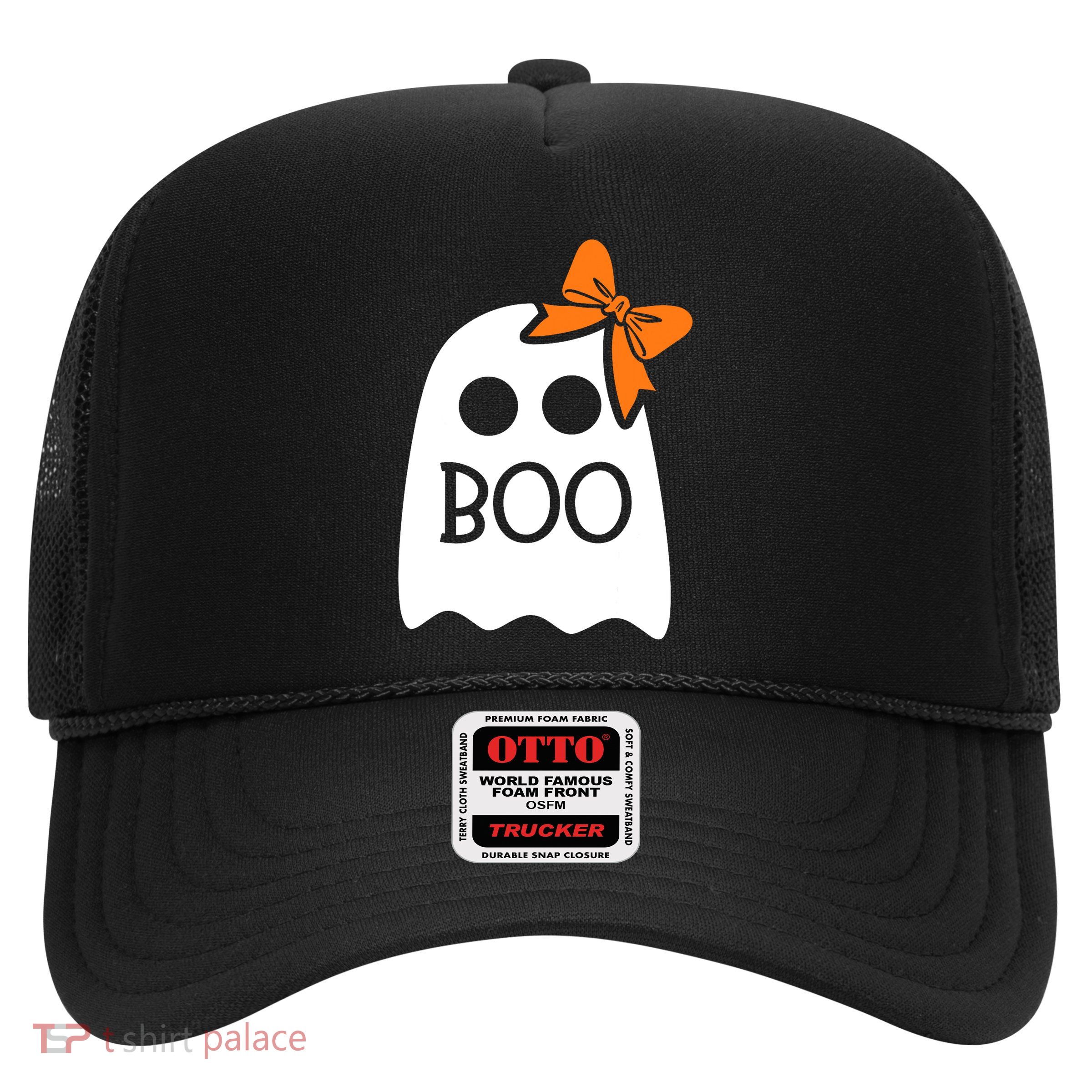 Ghost With Bow Boo Funny Halloween Costume Trucker Hat