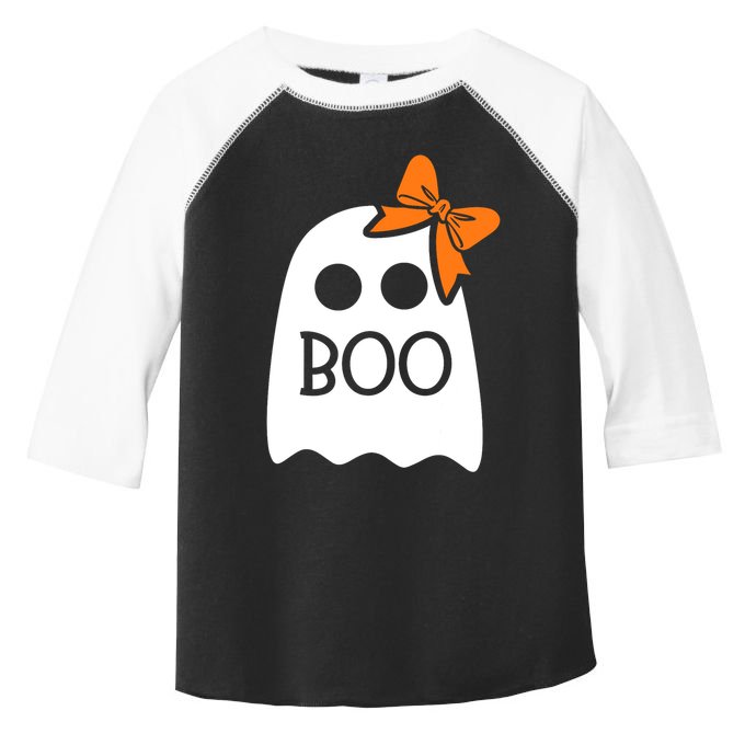 Ghost With Bow Boo Funny Halloween Costume Toddler Fine Jersey T-Shirt