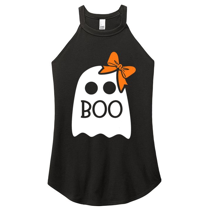 Ghost With Bow Boo Funny Halloween Costume Women's Perfect Tri Rocker Tank
