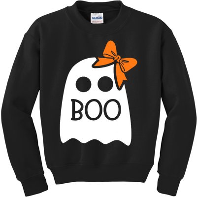 Ghost With Bow Boo Funny Halloween Costume Kids Sweatshirt