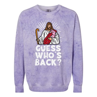 Guess Whos Back Jesus Easter Funny Religious Colorblast Crewneck Sweatshirt