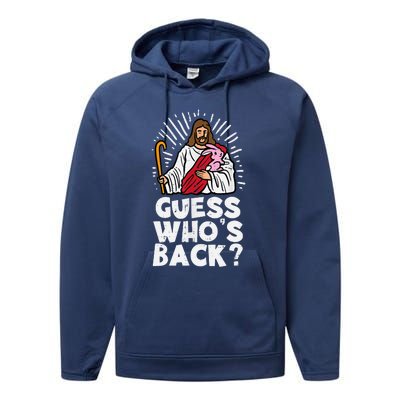 Guess Whos Back Jesus Easter Funny Religious Performance Fleece Hoodie