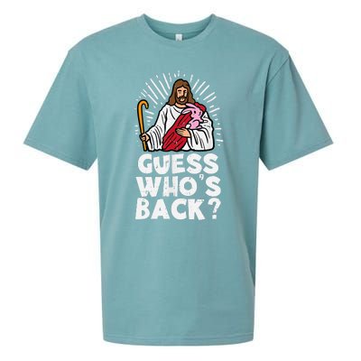 Guess Whos Back Jesus Easter Funny Religious Sueded Cloud Jersey T-Shirt