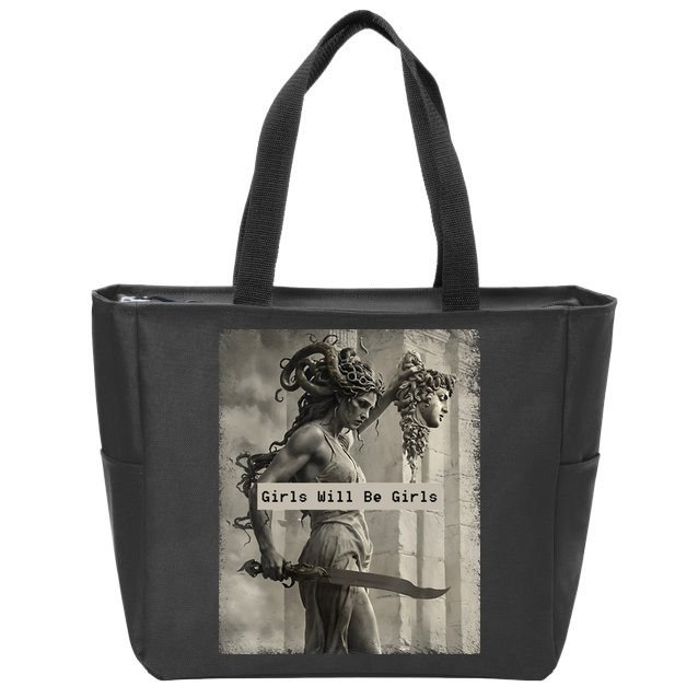 Girls Will Be Girls Medusa Feminist Zip Tote Bag