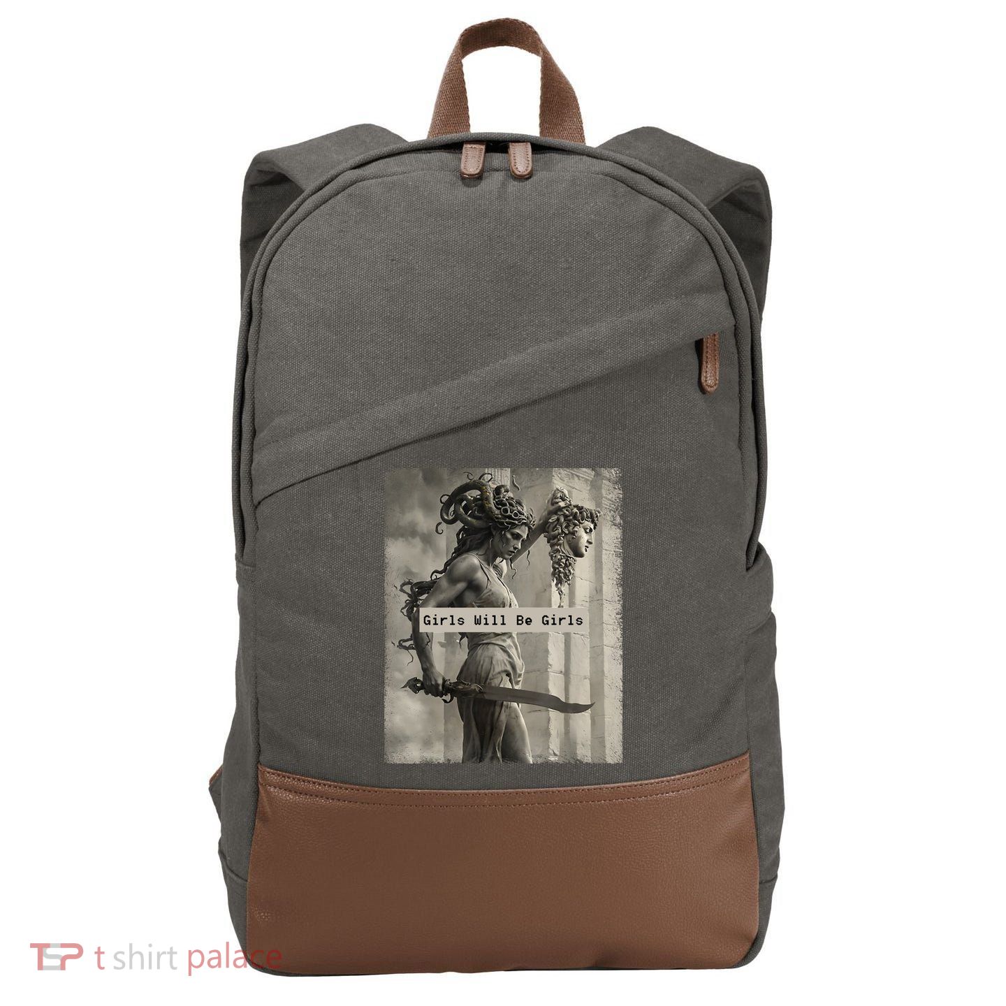 Girls Will Be Girls Medusa Feminist Cotton Canvas Backpack