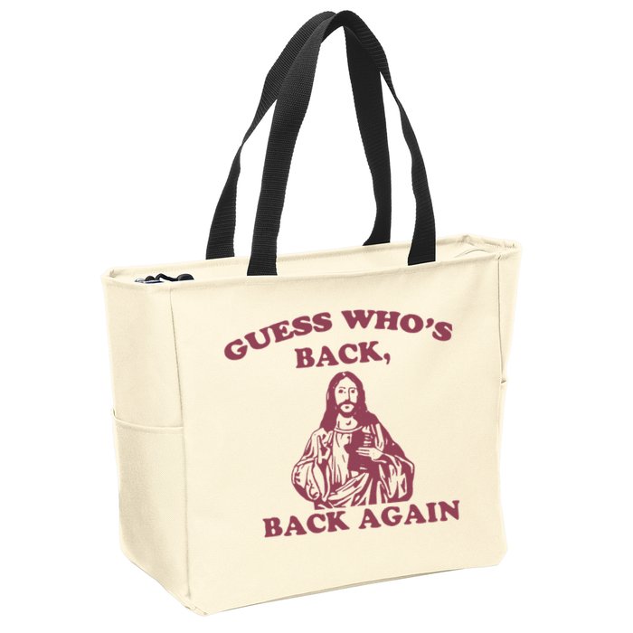 Guess Who's Back Back Again Happy Easter! Jesus Christ Zip Tote Bag
