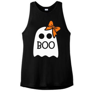 Ghost With Bow Boo Halloween Costume Ladies PosiCharge Tri-Blend Wicking Tank