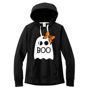 Ghost With Bow Boo Halloween Costume Women's Fleece Hoodie