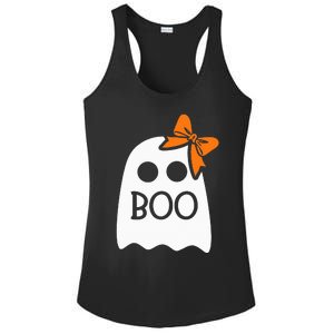 Ghost With Bow Boo Halloween Costume Ladies PosiCharge Competitor Racerback Tank