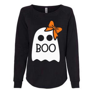 Ghost With Bow Boo Halloween Costume Womens California Wash Sweatshirt