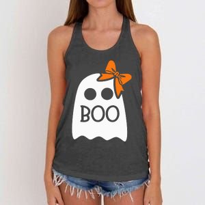 Ghost With Bow Boo Halloween Costume Women's Knotted Racerback Tank