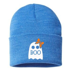 Ghost With Bow Boo Halloween Costume Sustainable Knit Beanie