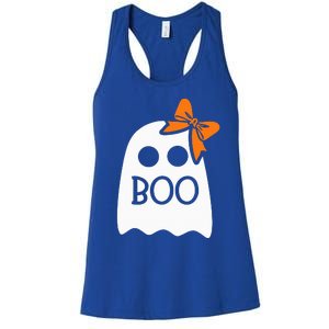 Ghost With Bow Boo Halloween Costume Women's Racerback Tank