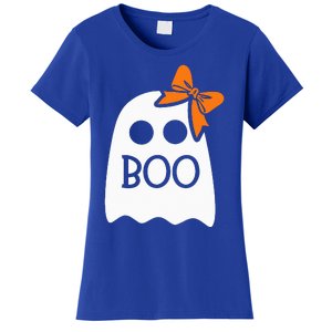 Ghost With Bow Boo Halloween Costume Women's T-Shirt