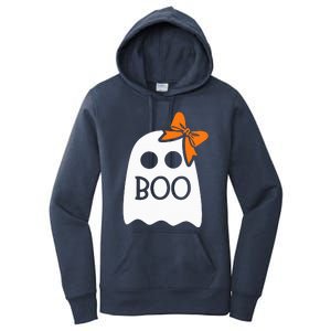 Ghost With Bow Boo Halloween Costume Women's Pullover Hoodie