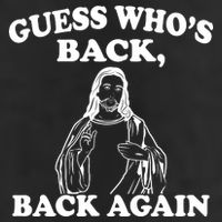 Guess Who's Back Again Funny Jesus 7 Panel Mesh Trucker Snapback Hat