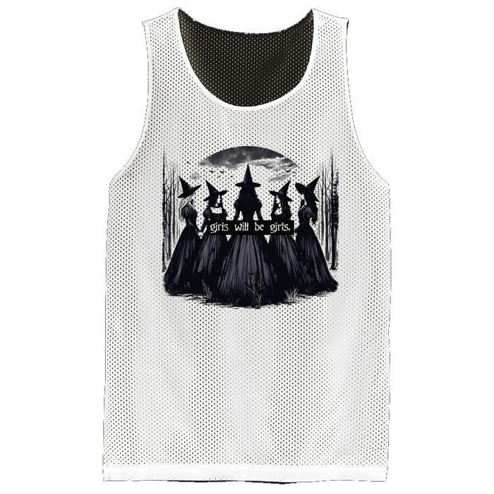 Girl Will Be Girl Witch Halloween Funny Witchy Vibes Women Gift Mesh Reversible Basketball Jersey Tank