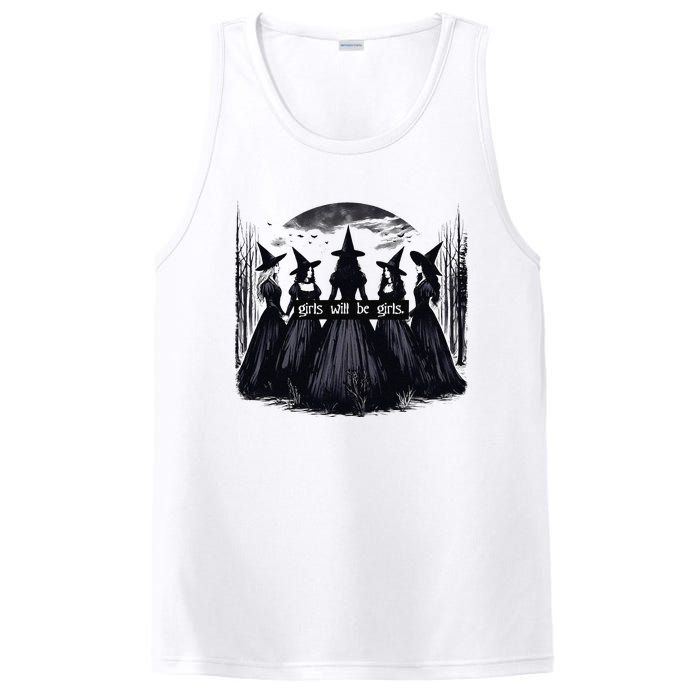 Girl Will Be Girl Witch Halloween Funny Witchy Vibes Women Gift PosiCharge Competitor Tank