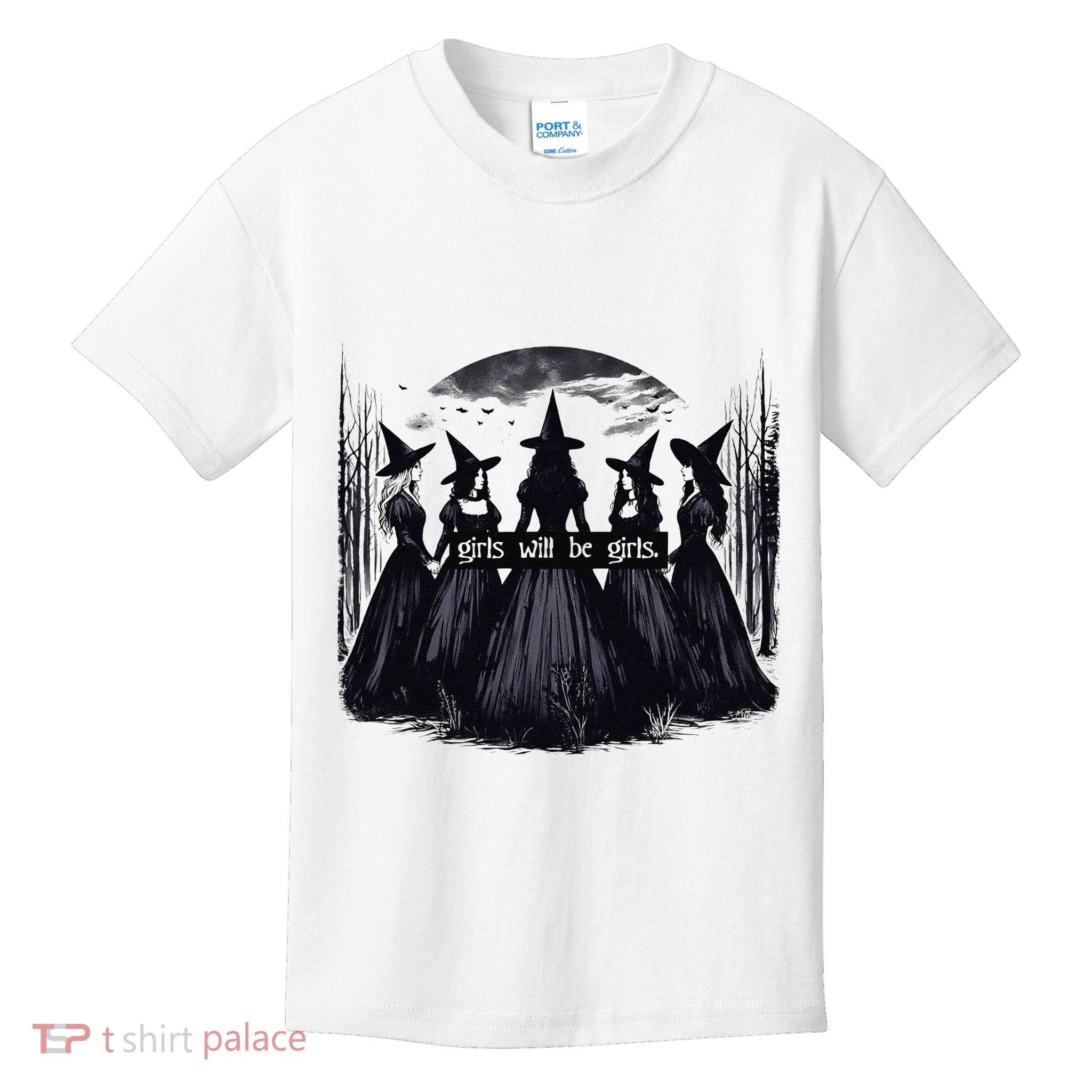 Girl Will Be Girl Witch Halloween Funny Witchy Vibes Women Gift Kids T-Shirt
