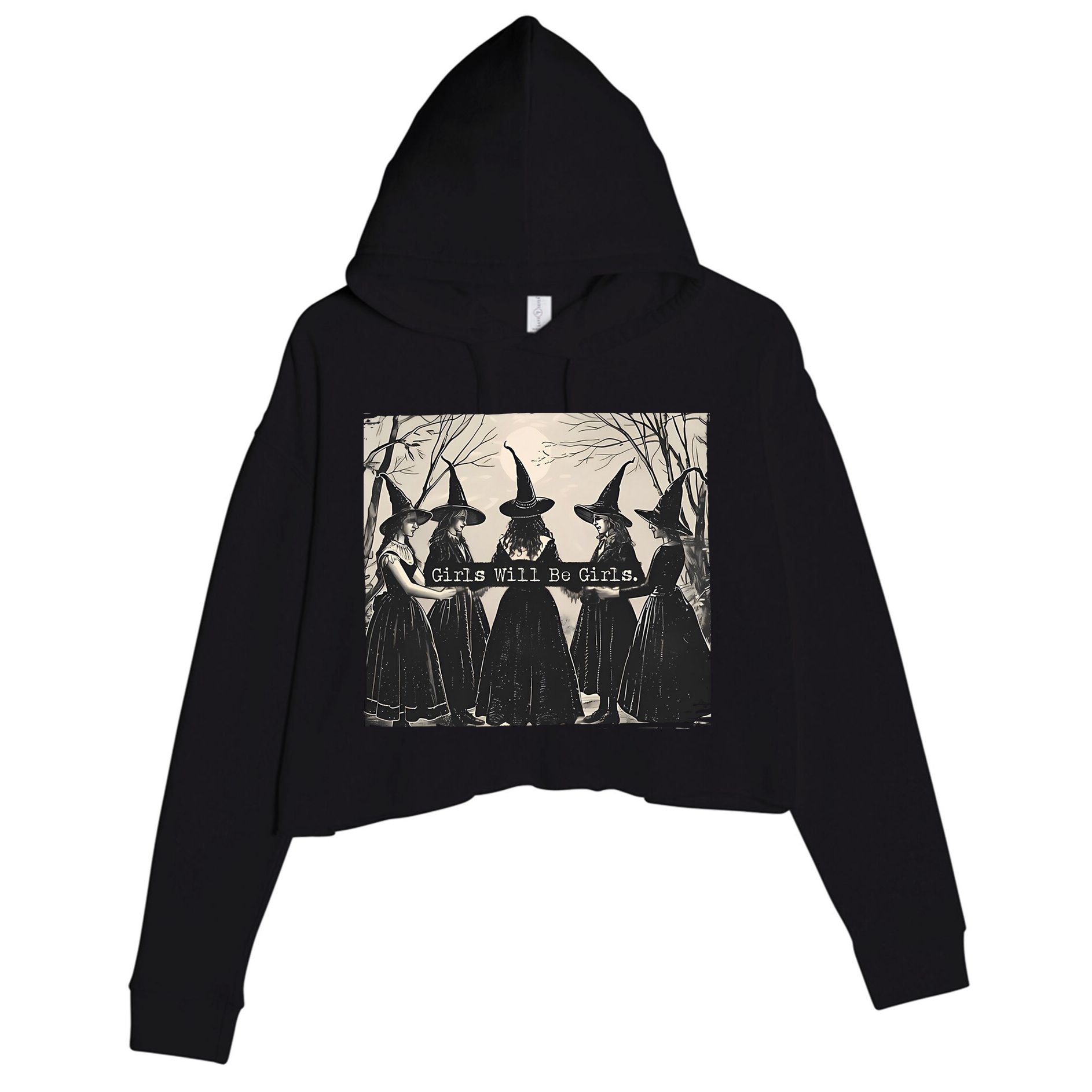Girls Will Be Girls Halloween Witch Crop Fleece Hoodie