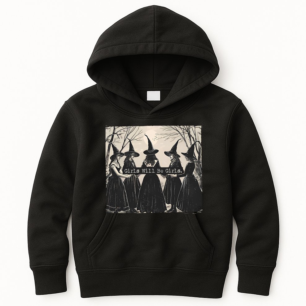 Girls Will Be Girls Halloween Witch Kids Hoodie