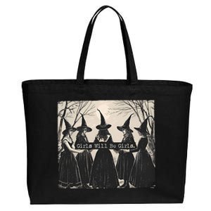 Girls Will Be Girls Halloween Witch Cotton Canvas Jumbo Tote