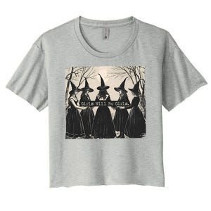 Girls Will Be Girls Halloween Witch Women's Crop Top Tee