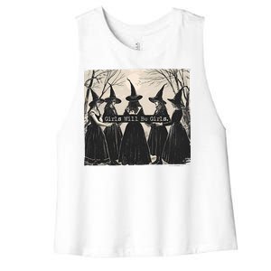 Girls Will Be Girls Halloween Witch Women's Racerback Cropped Tank