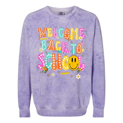 Groovy Welcome Back To School Teachers Colorblast Crewneck Sweatshirt