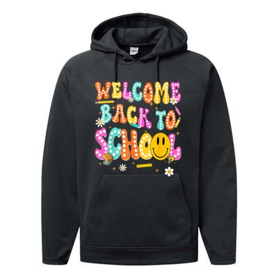 Groovy Welcome Back To School Teachers Performance Fleece Hoodie