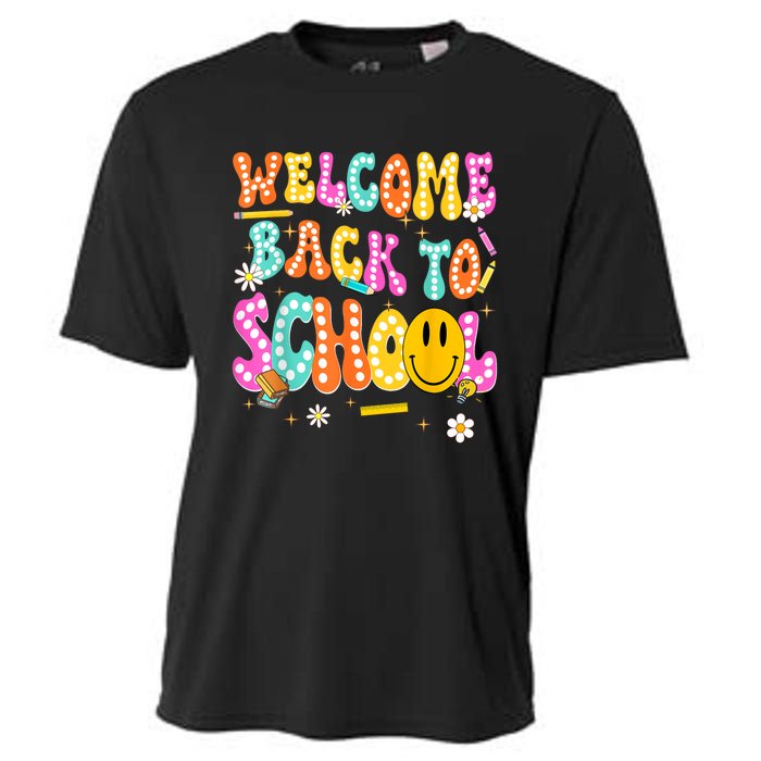 Groovy Welcome Back To School Teachers Cooling Performance Crew T-Shirt