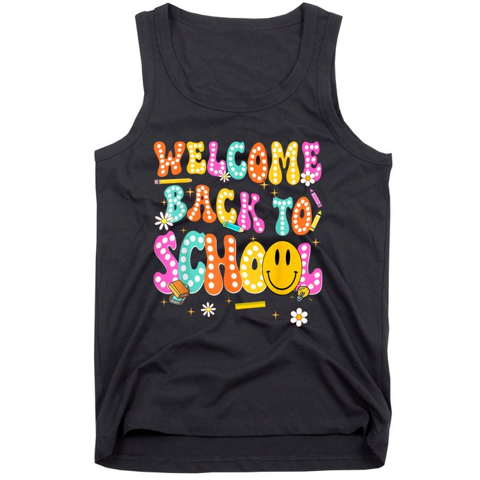 Groovy Welcome Back To School Teachers Tank Top