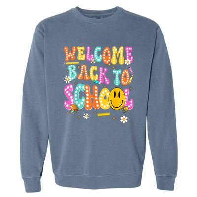 Groovy Welcome Back To School Teachers Garment-Dyed Sweatshirt