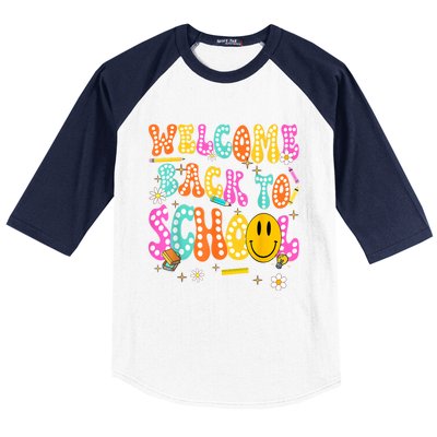 Groovy Welcome Back To School Teachers Baseball Sleeve Shirt