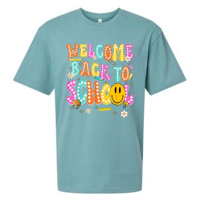 Groovy Welcome Back To School Teachers Sueded Cloud Jersey T-Shirt