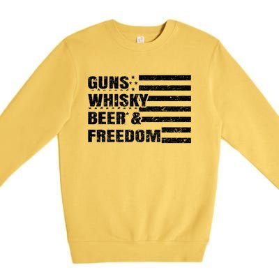 Gun Whisky Beer & Freedom American Flag Premium Crewneck Sweatshirt