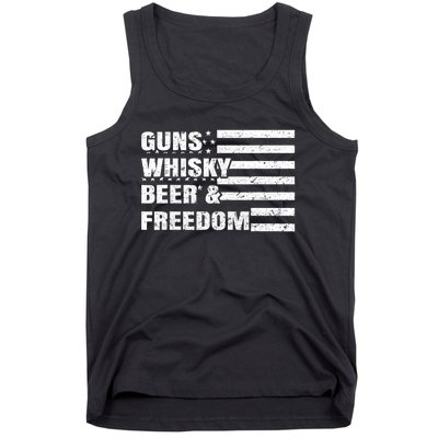 Gun Whisky Beer & Freedom American Flag Tank Top