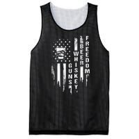 Guns Whiskey Beer & Freedom Distressed American Flag Mesh Reversible Basketball Jersey Tank