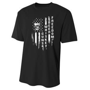 Guns Whiskey Beer & Freedom Distressed American Flag Performance Sprint T-Shirt