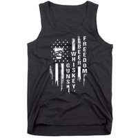 Guns Whiskey Beer & Freedom Distressed American Flag Tank Top