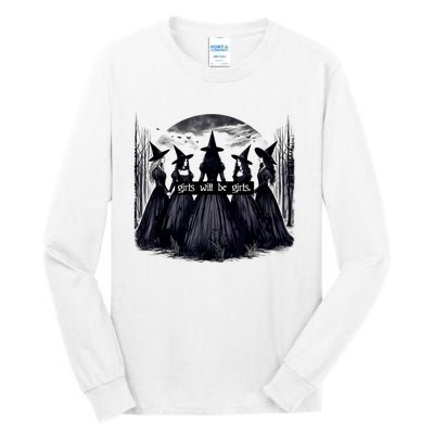 Girl Will Be Witch Halloween Funny Witchy Vibes Tall Long Sleeve T-Shirt