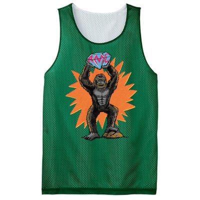 Gorilla With Big Diamond Mesh Reversible Basketball Jersey Tank