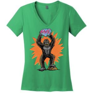 Gorilla With Big Diamond Women's V-Neck T-Shirt