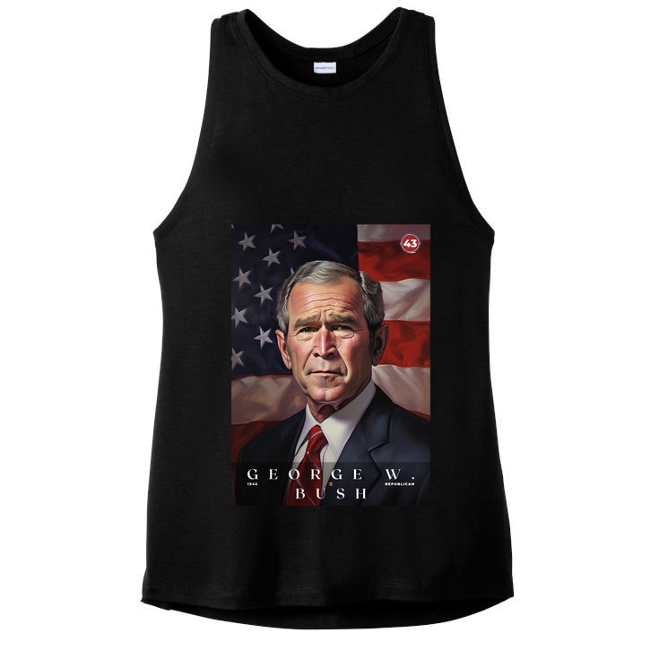 George W. Bush 43rd President Of The United States Portrait Ladies PosiCharge Tri-Blend Wicking Tank