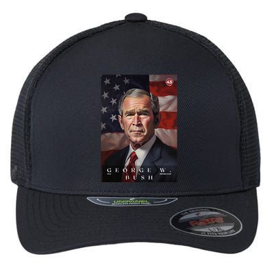 George W. Bush 43rd President Of The United States Portrait Flexfit Unipanel Trucker Cap