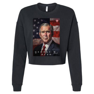 George W. Bush 43rd President Of The United States Portrait Cropped Pullover Crew