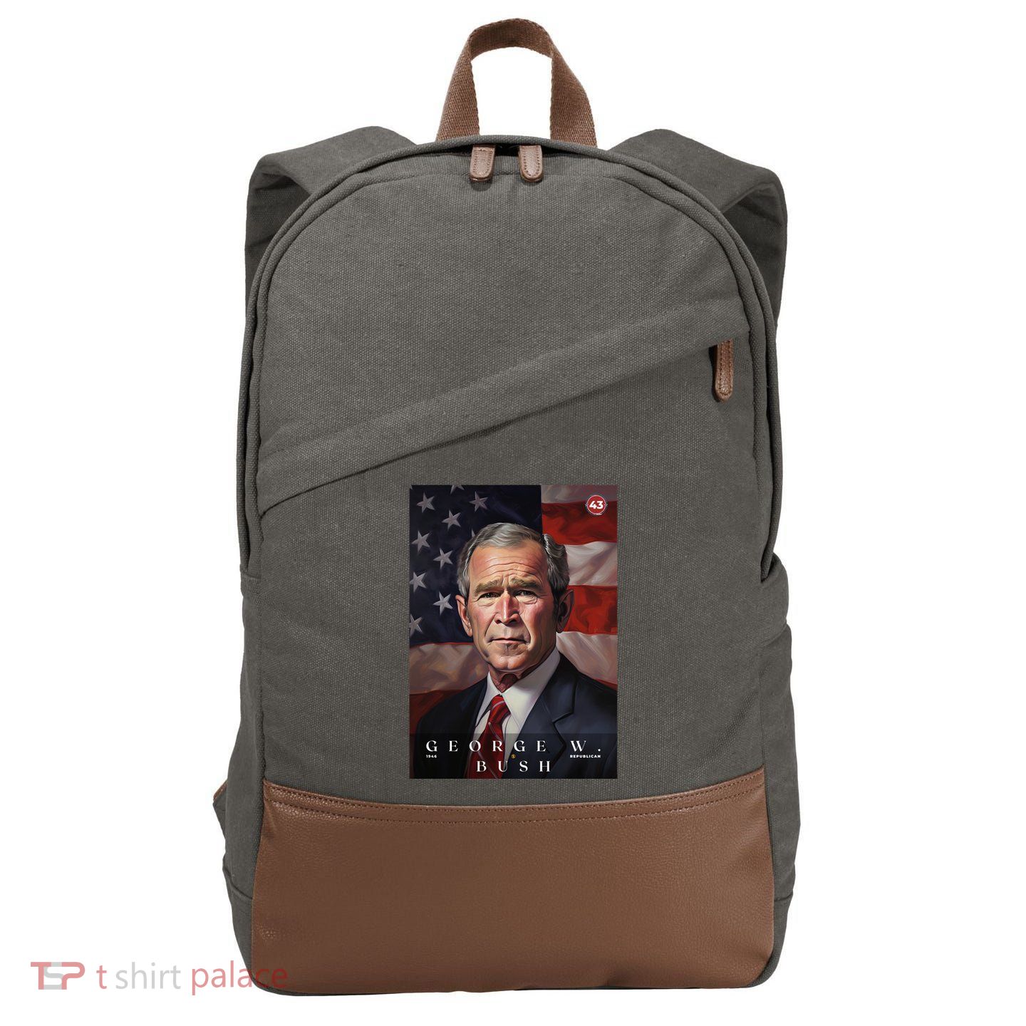 George W. Bush 43rd President Of The United States Portrait Cotton Canvas Backpack